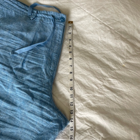 L.L. Bean chambray blue 100% linen pants elastic tie waist | 18 - Picture 12 of 13